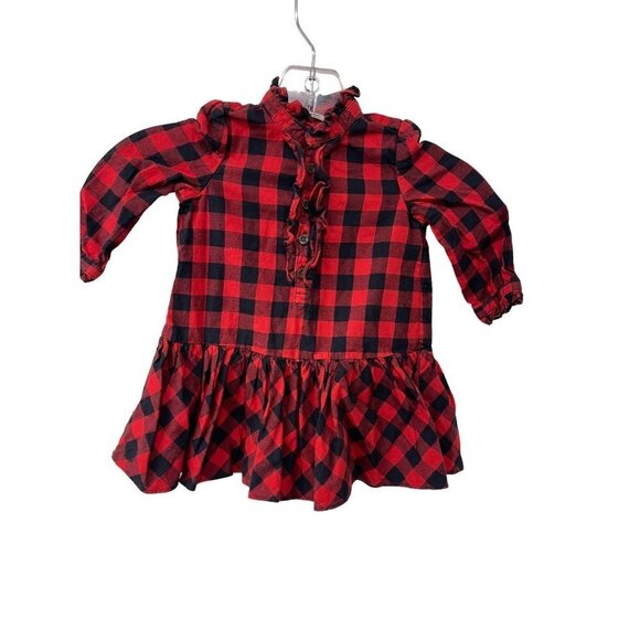Ralph Lauren dress Size 9 Months Red And black Buffalo Check - Picture 1 of 4